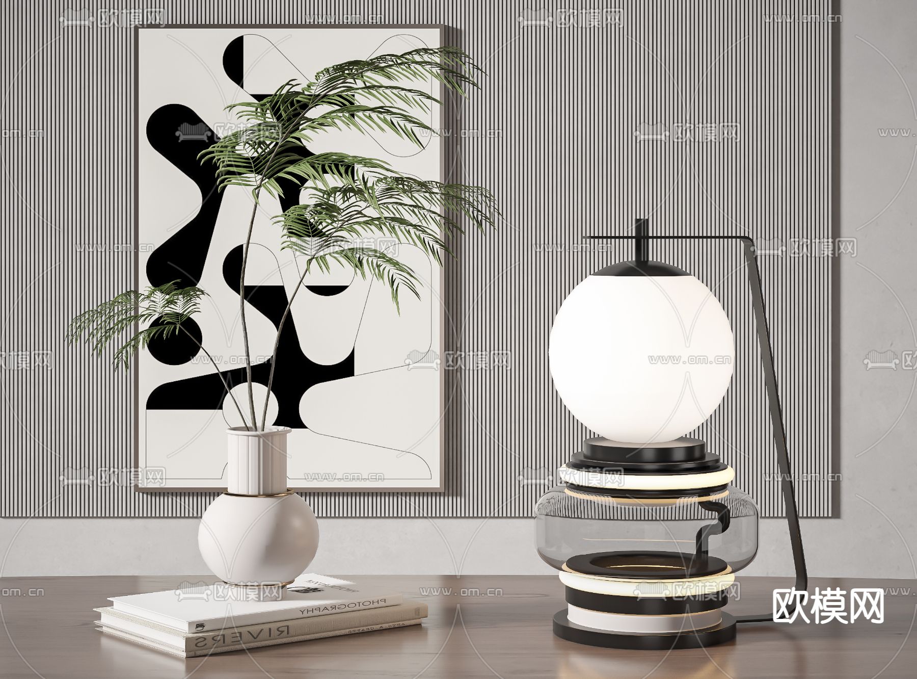 现代球形台灯3d模型下载