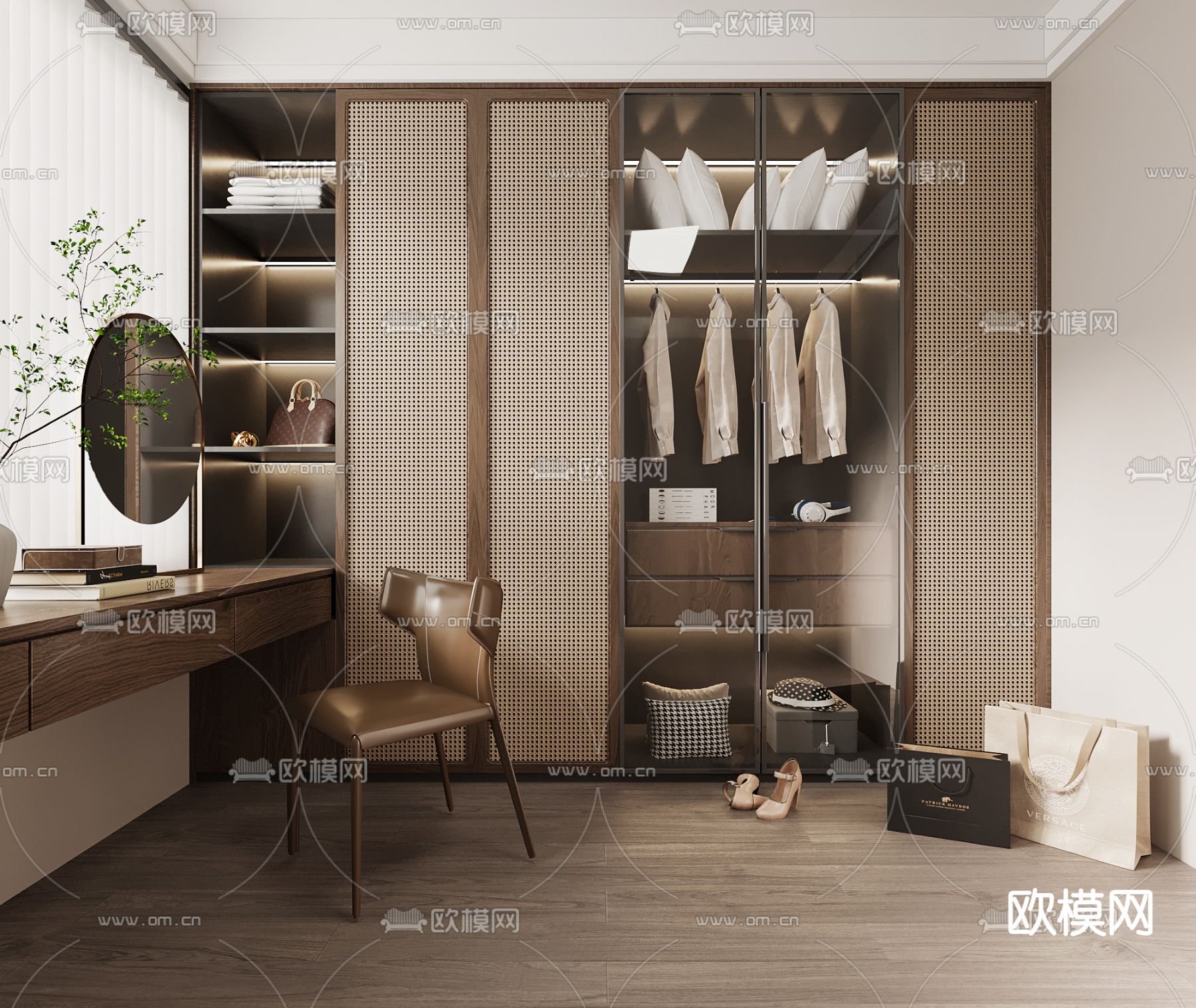 侘寂风衣帽间3d模型下载