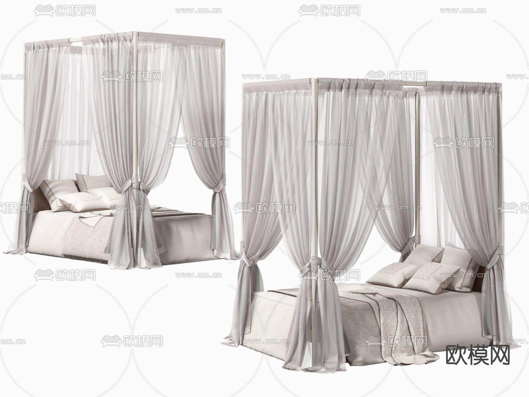 现代床幔 纱幔 按摩床3d模型下载