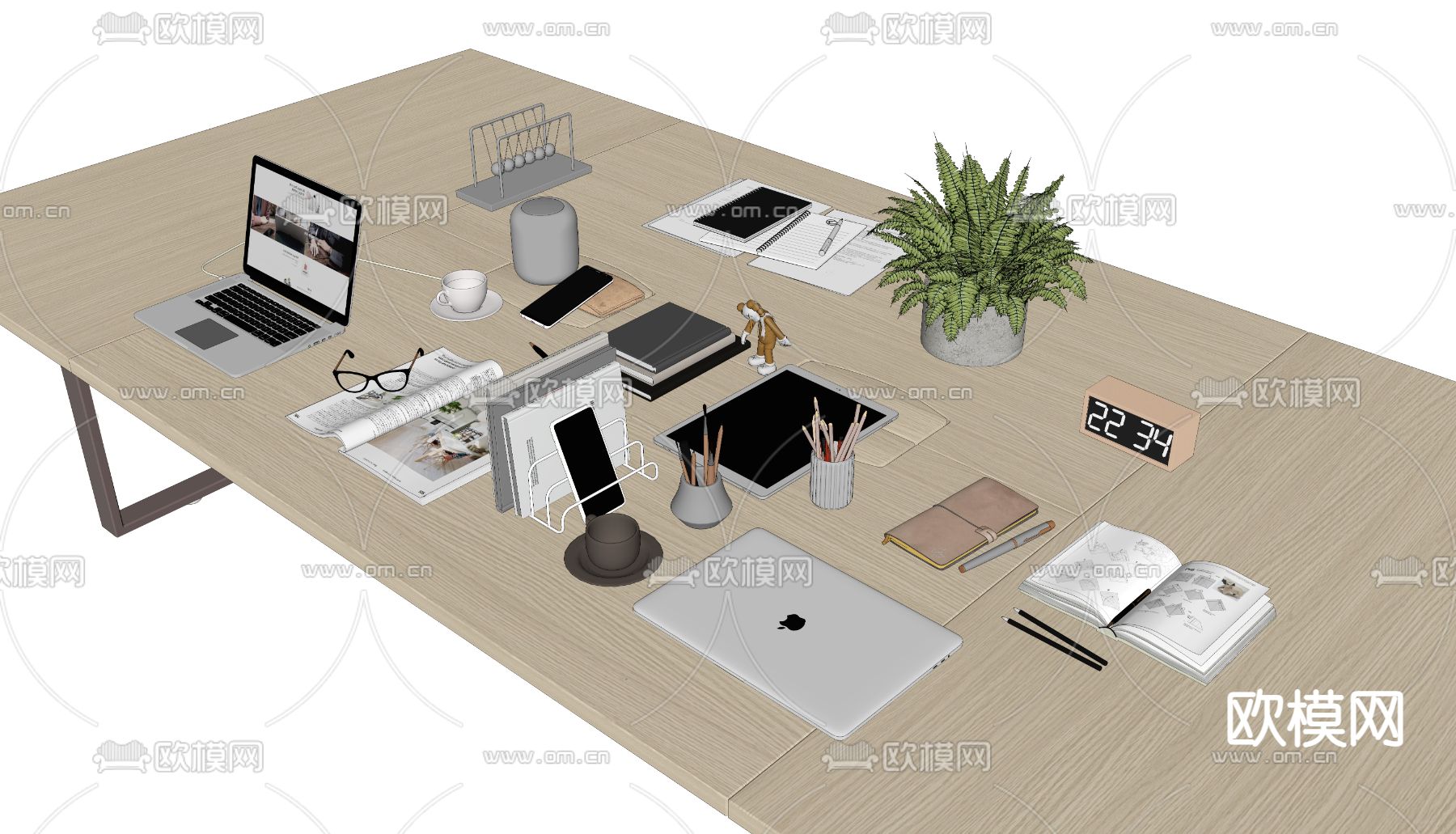 现代办公用品电脑笔记本数码产品su模型下载（渲染图2）