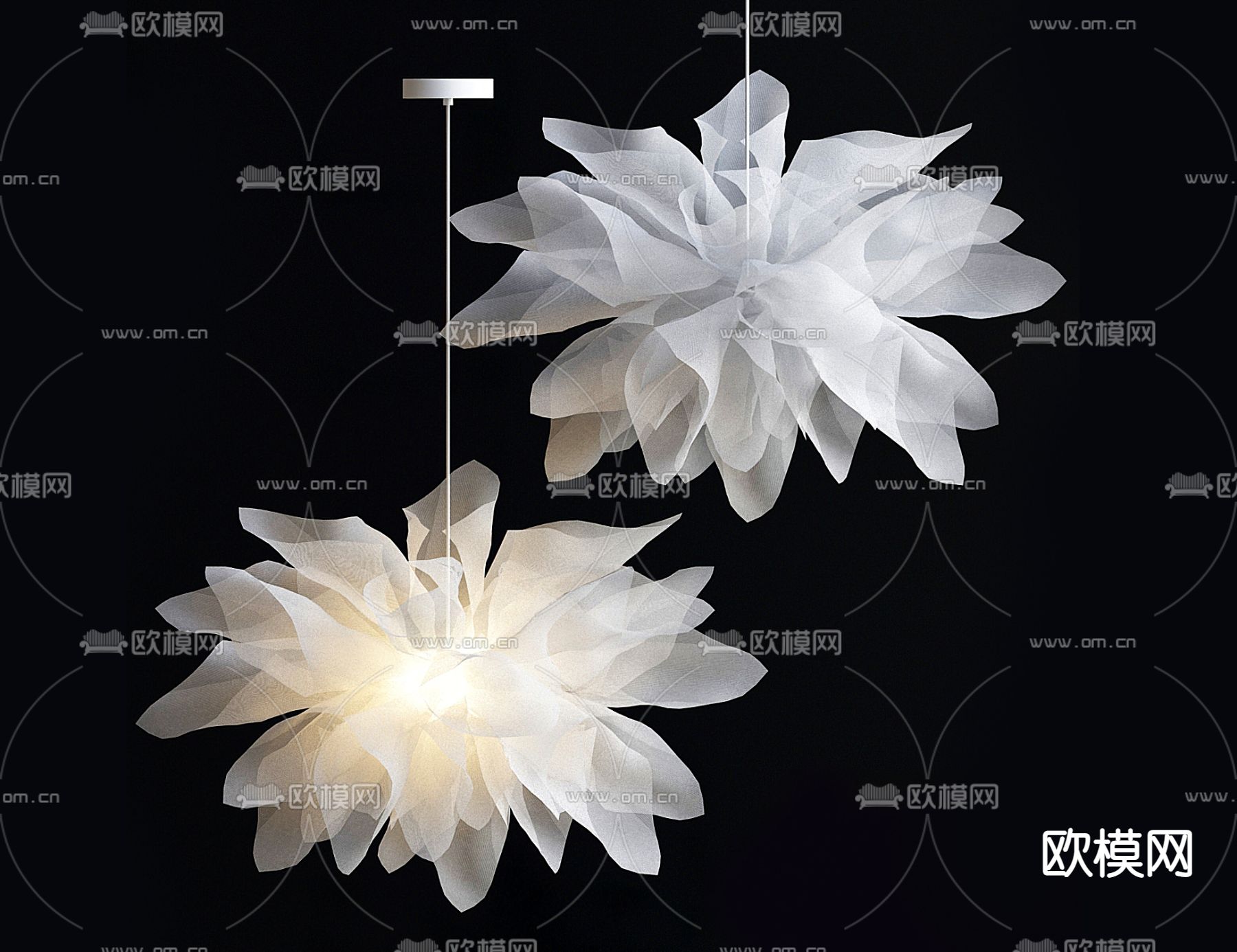 Areti 花瓣吊灯 花朵吊灯3d模型下载_ID12157298_3dmax免费模型-欧模网