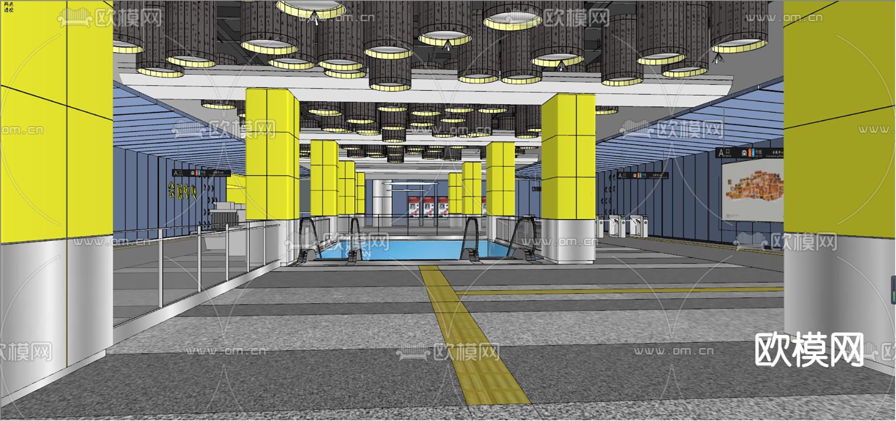 现代地铁站su模型下载（渲染图2）