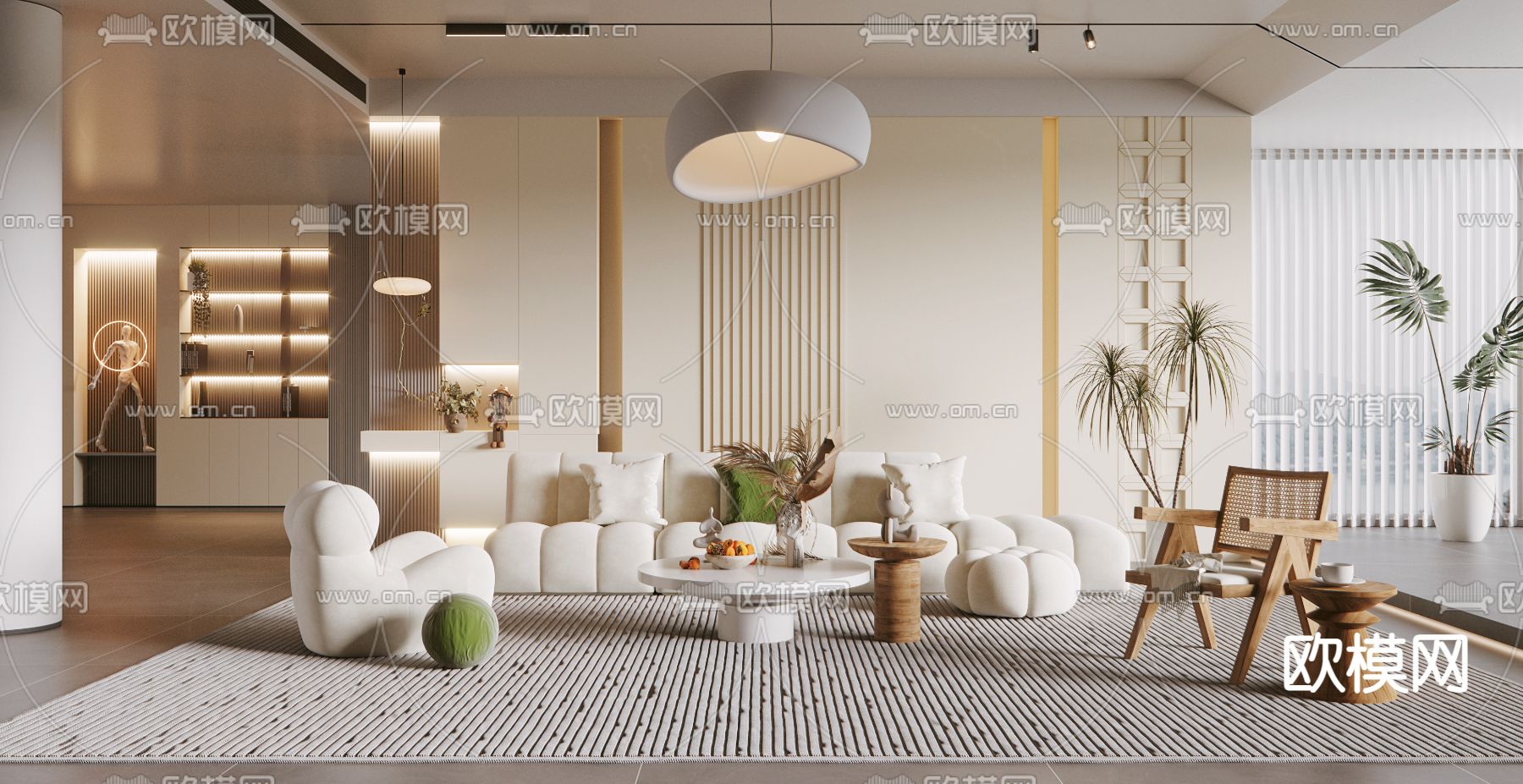 侘寂客厅3d模型下载