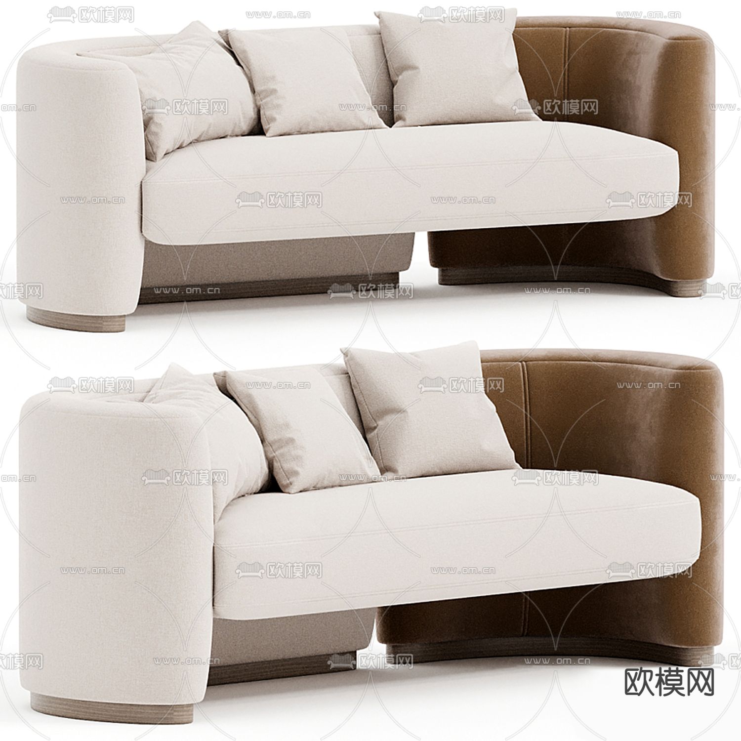 Poliform白色沙发3d模型下载（渲染图1）