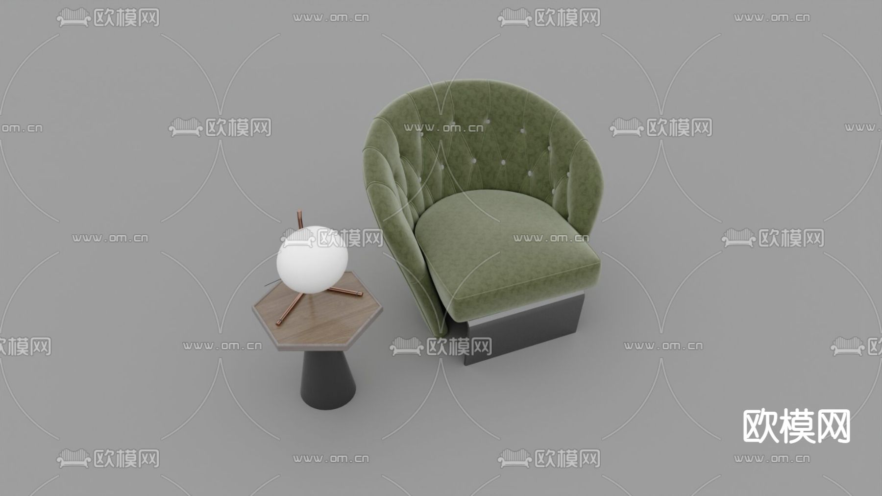 现代简约实木布艺休闲沙发免费3d模型下载