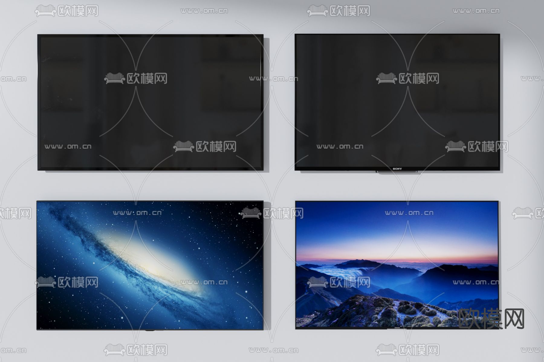 现代电视机 显示屏3d模型