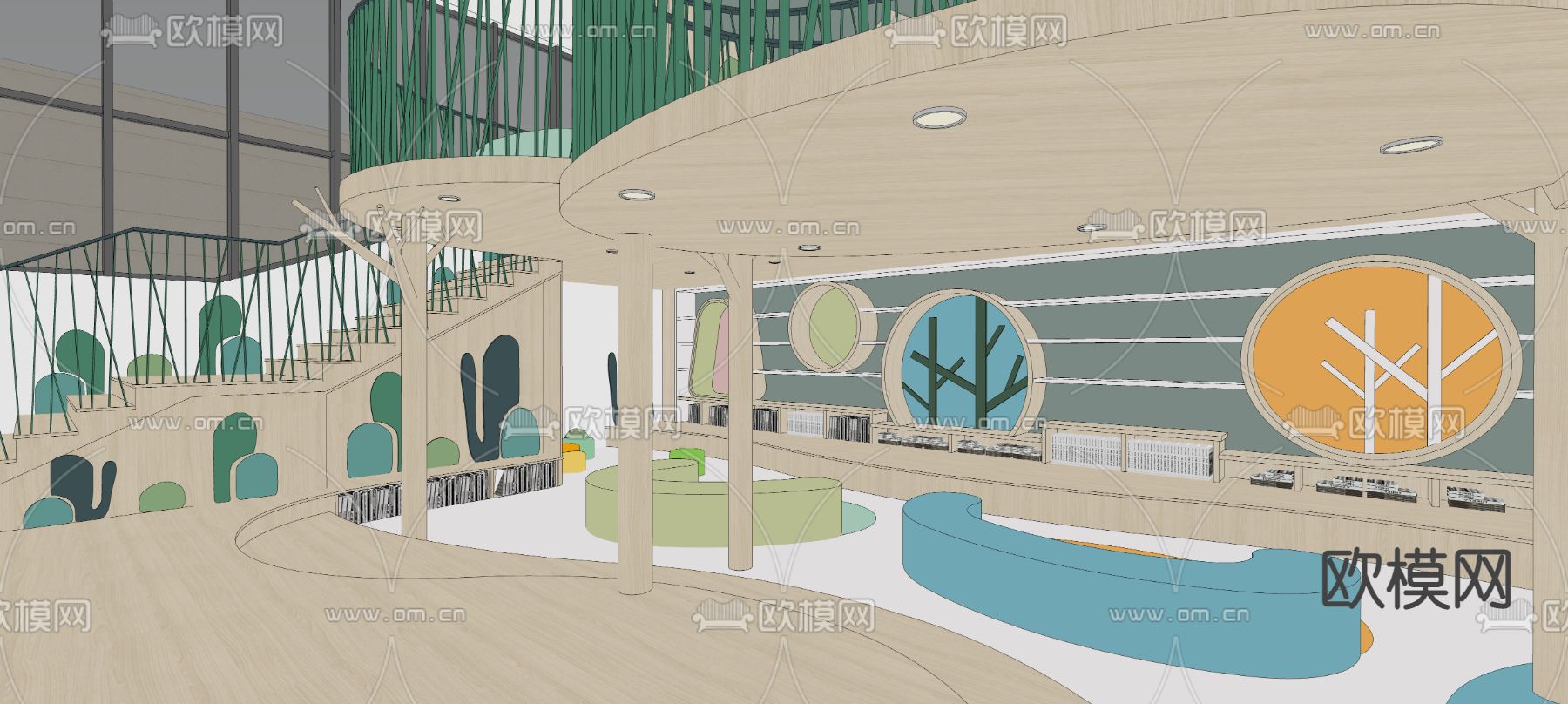 现代图书馆su模型下载（渲染图6）