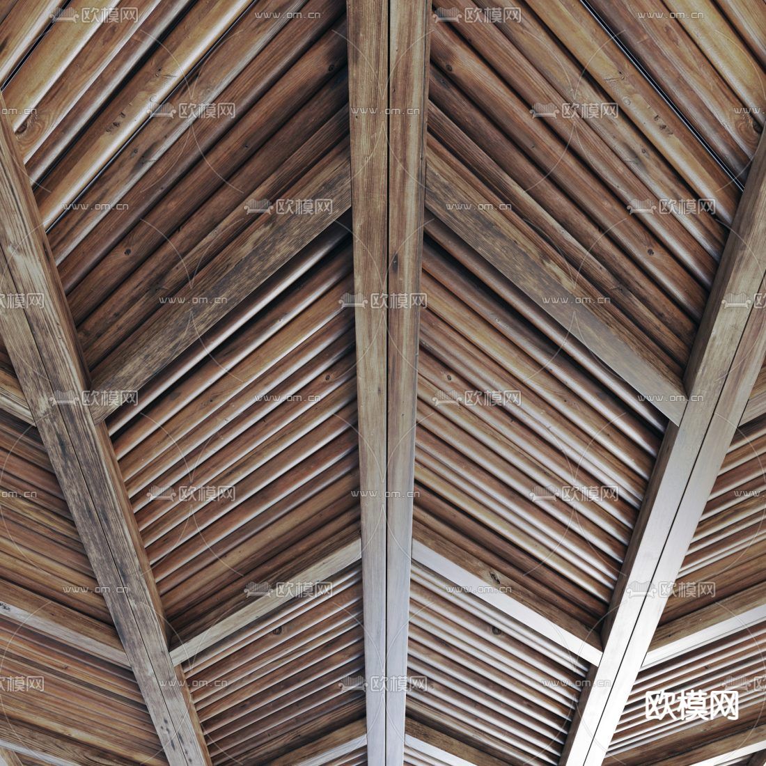 自然风木板天花吊顶 3d模型下载（渲染图2）