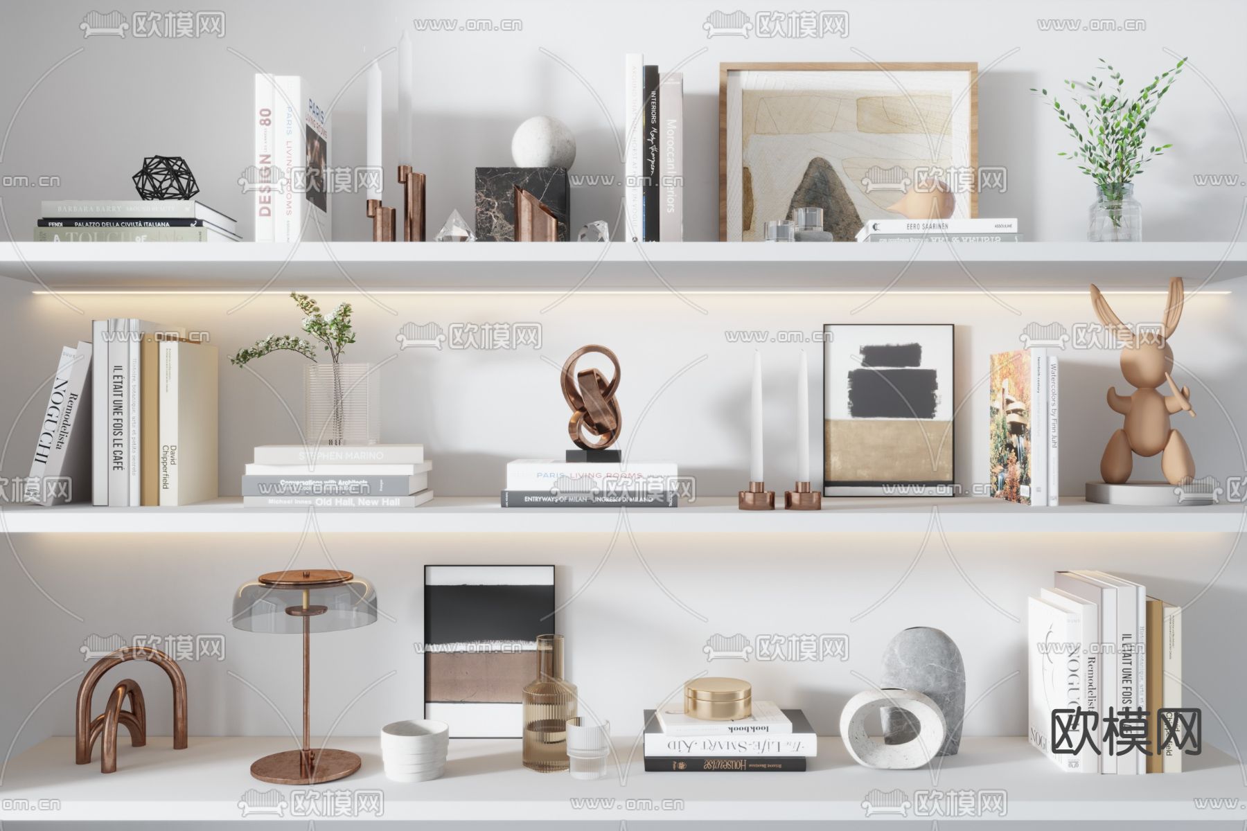 现代书籍花瓶饰品摆件3d模型下载