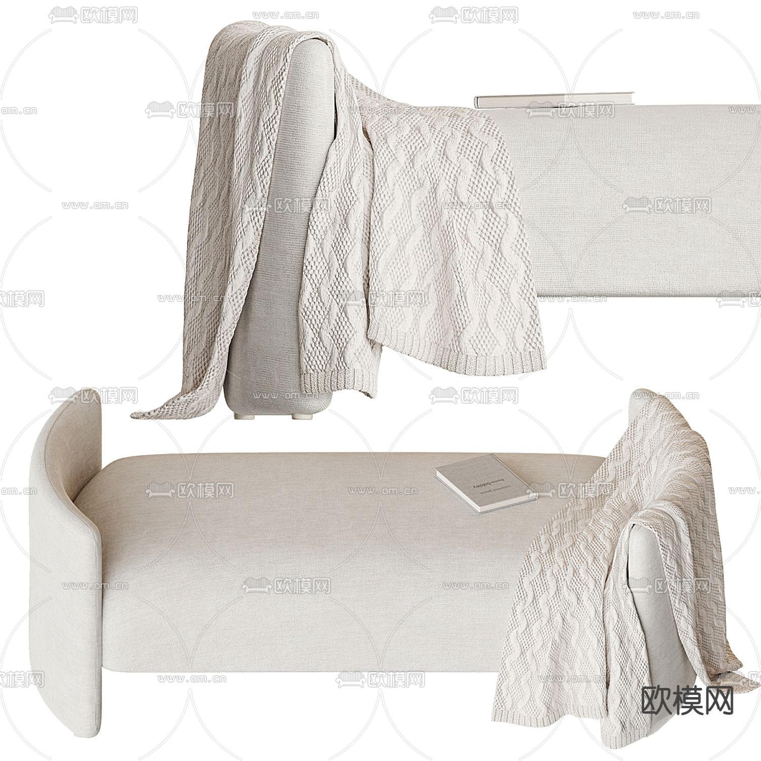 Flexform 沙发凳 床尾凳 脚踏3d模型下载（渲染图2）