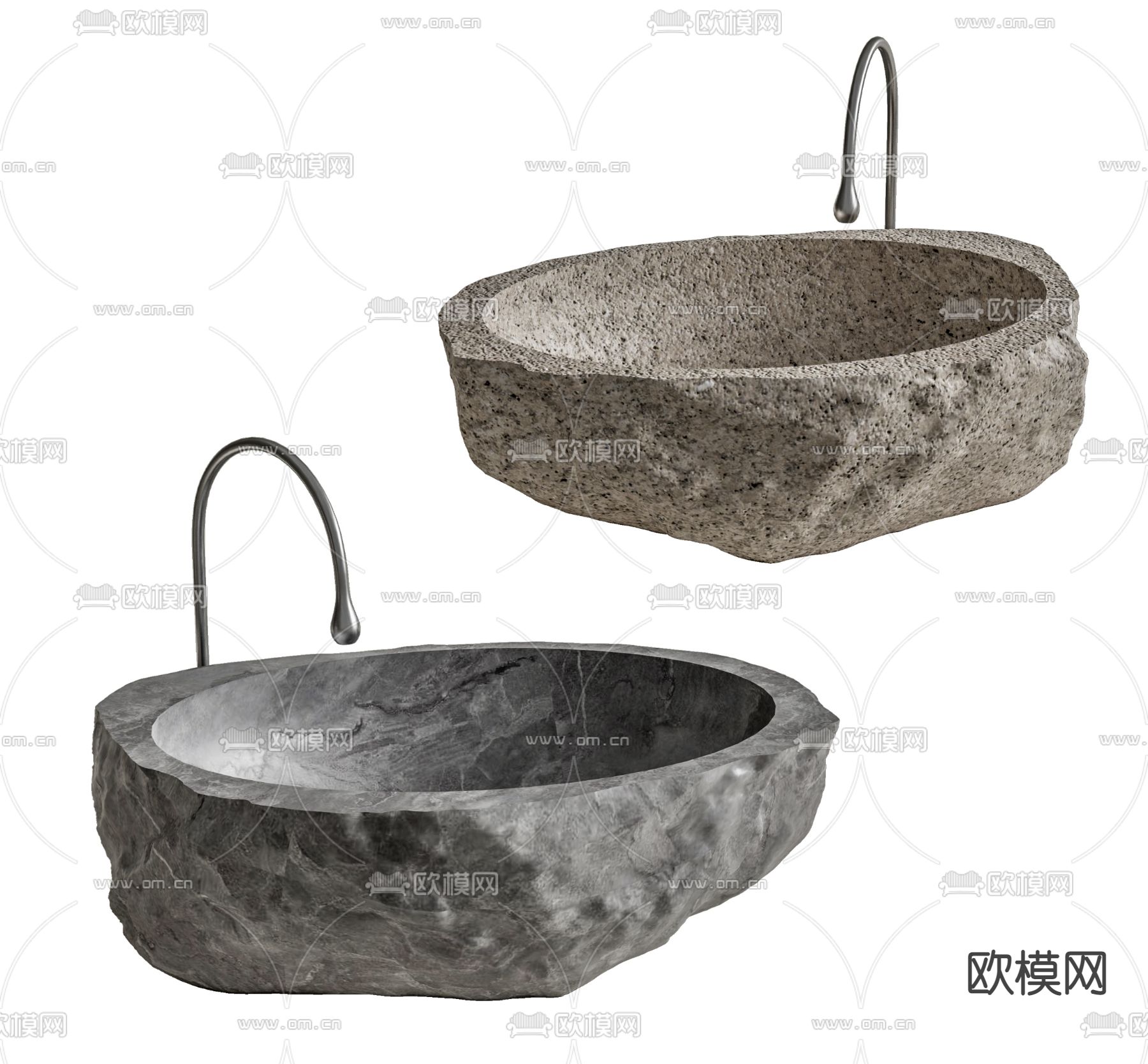 现代石头台盆su模型下载（渲染图1）