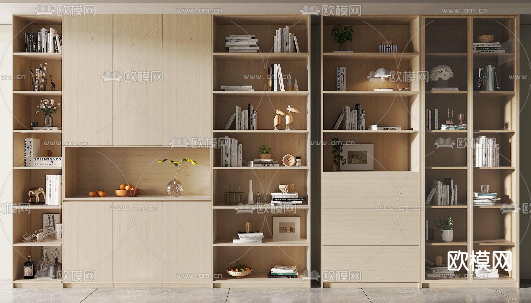 北欧书柜su模型下载（渲染图1）