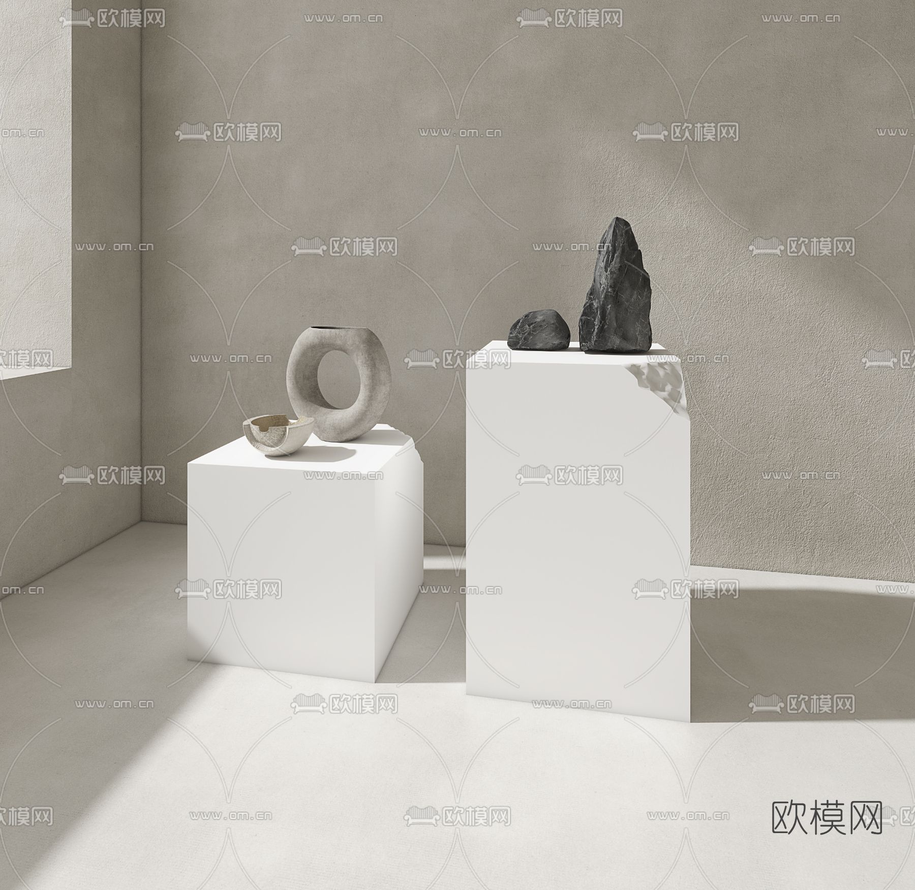 侘寂器皿雕塑3d模型下载