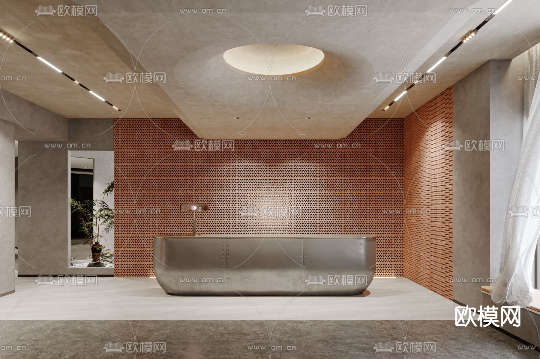 侘寂风前台 接待处3d模型下载