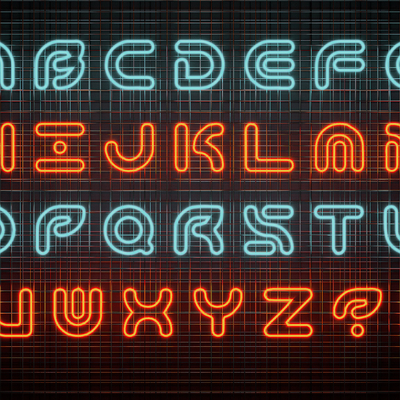  现代字母霓虹灯 装饰灯su模型 
