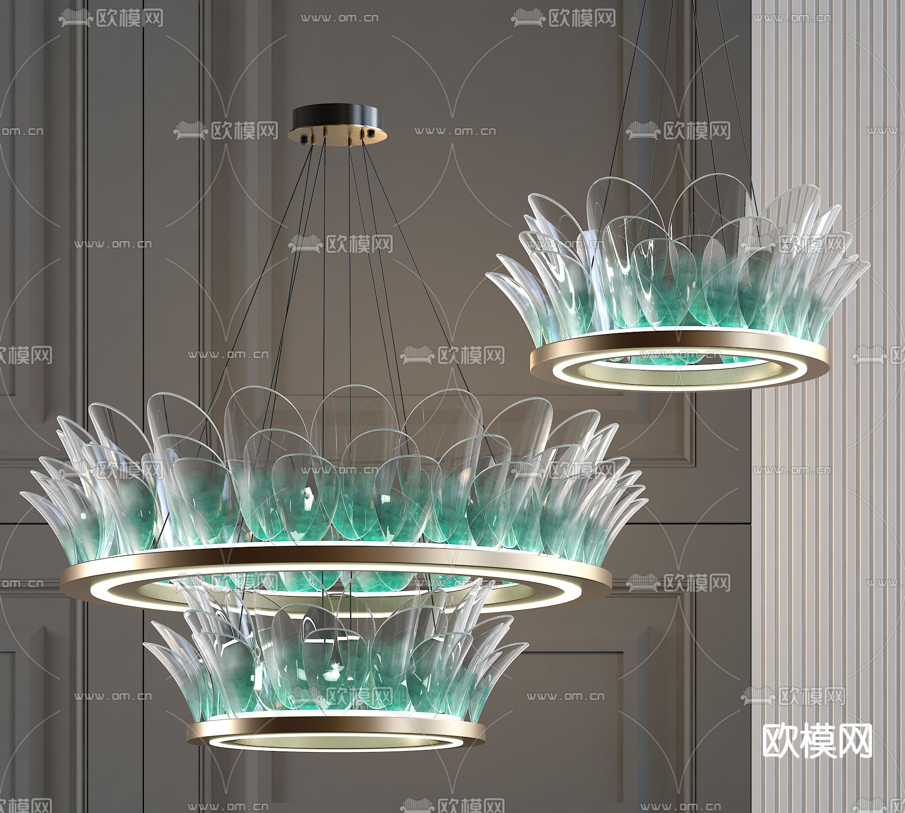 轻奢双层水晶吊灯 大吊灯3d模型下载_ID12157956_3dmax免费模型-欧模网