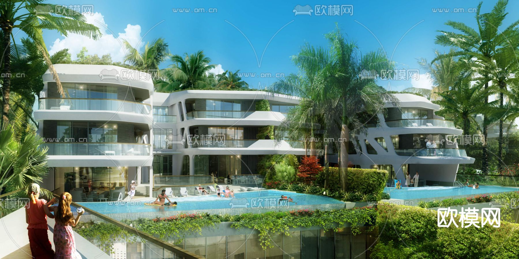 现代酒店亲子游泳池psd下载