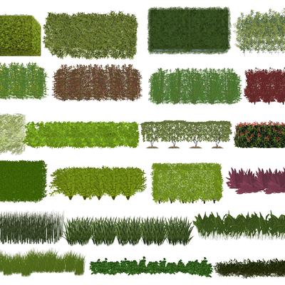  现代绿篱灌木丛su模型 