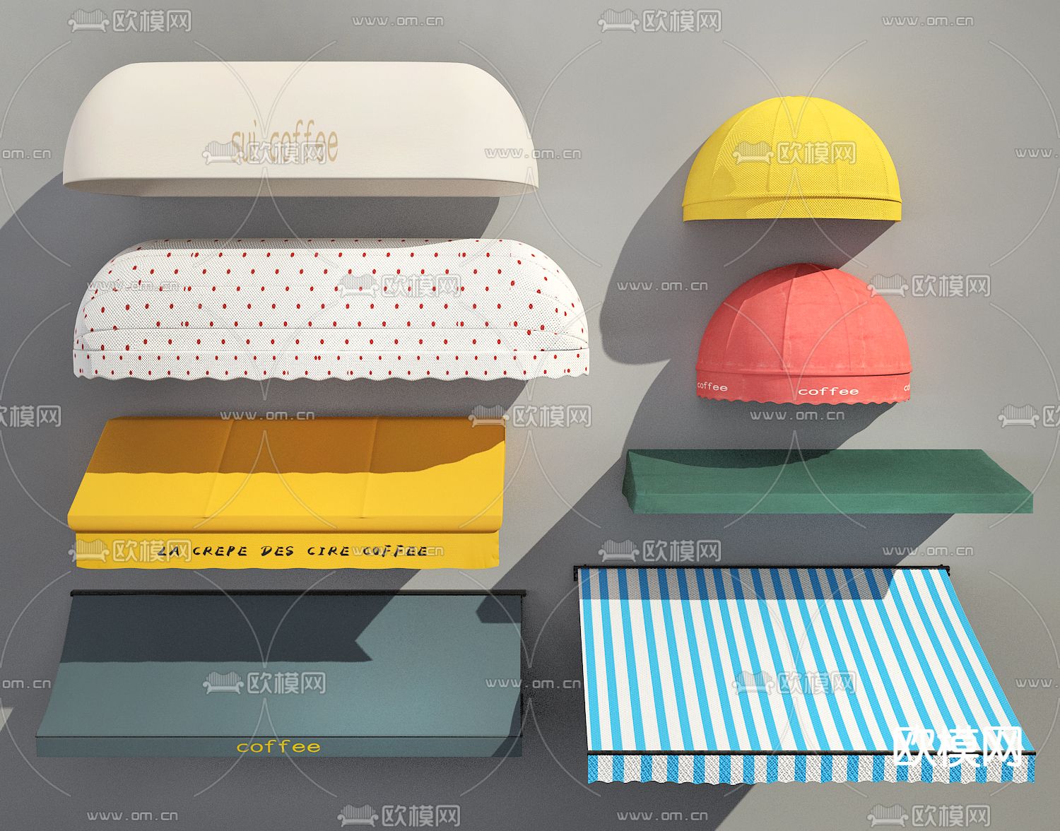 咖啡店遮阳棚 遮雨棚3d模型下载