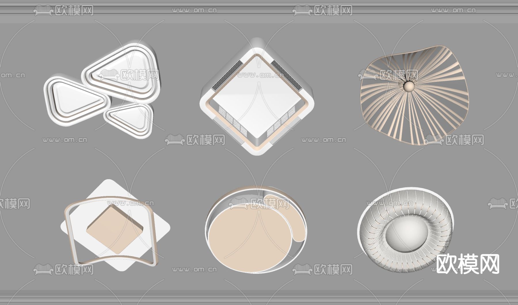 现代轻奢吸顶灯su模型下载（渲染图2）