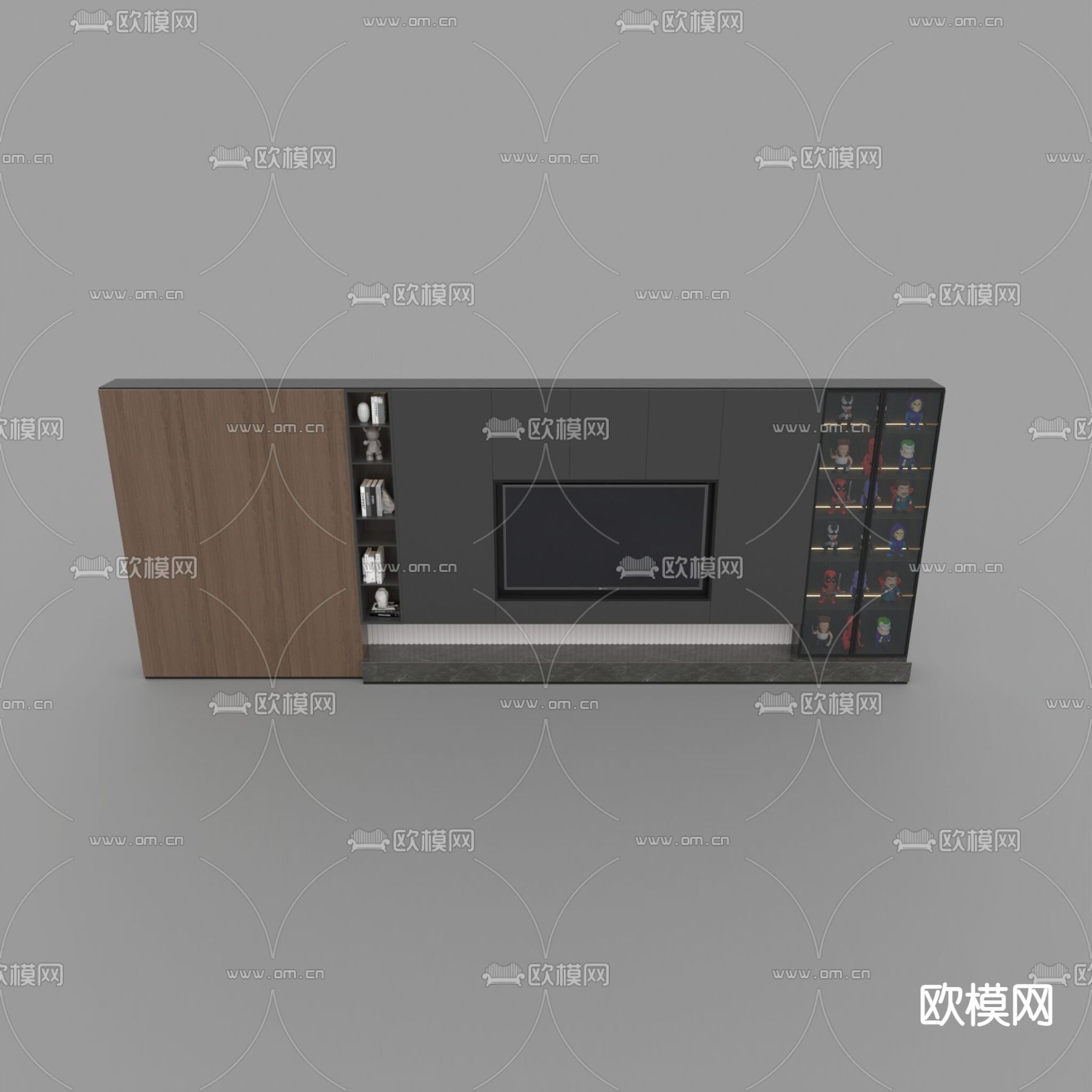 现代简约创意实木电视柜免费3d模型下载