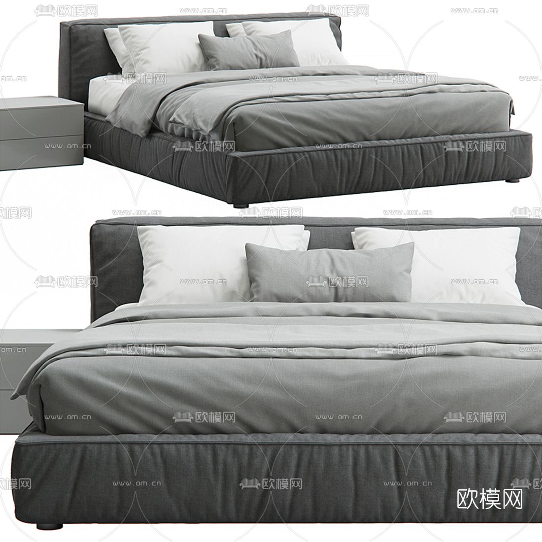 Flexform 双人床3d模型下载（渲染图2）