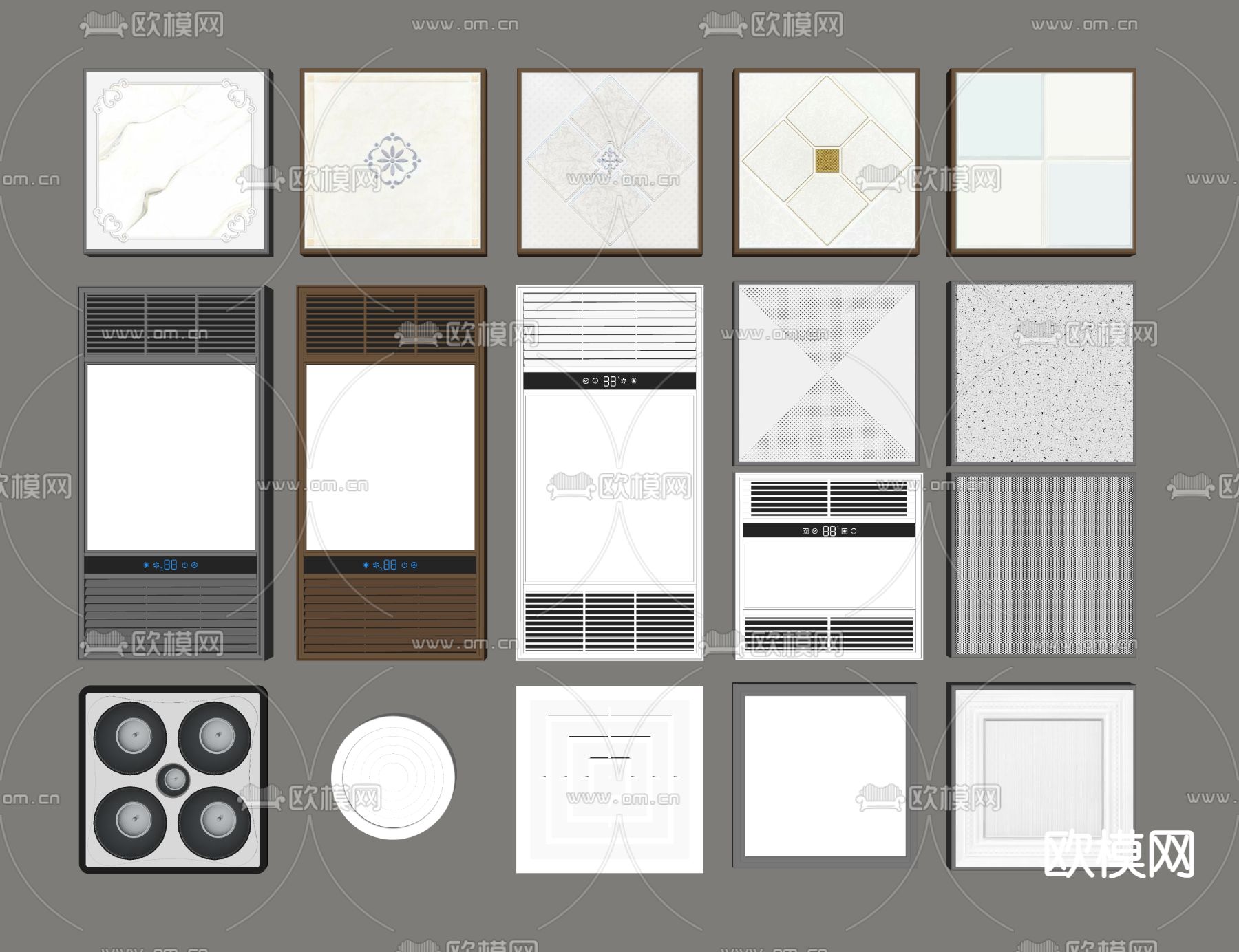 现代浴霸 灯铝扣板 排气扇su模型下载（渲染图2）