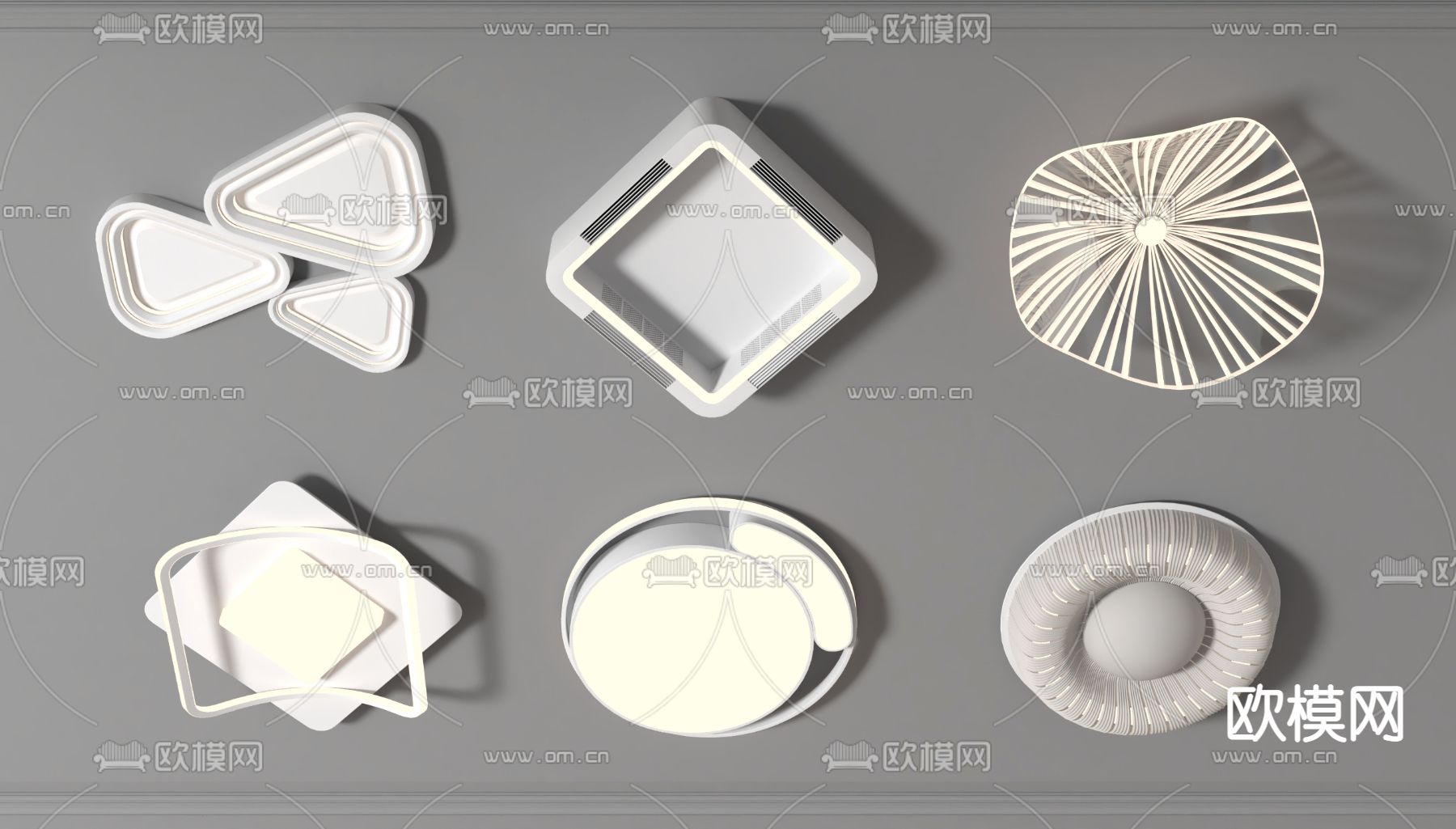 现代轻奢吸顶灯su模型下载（渲染图1）