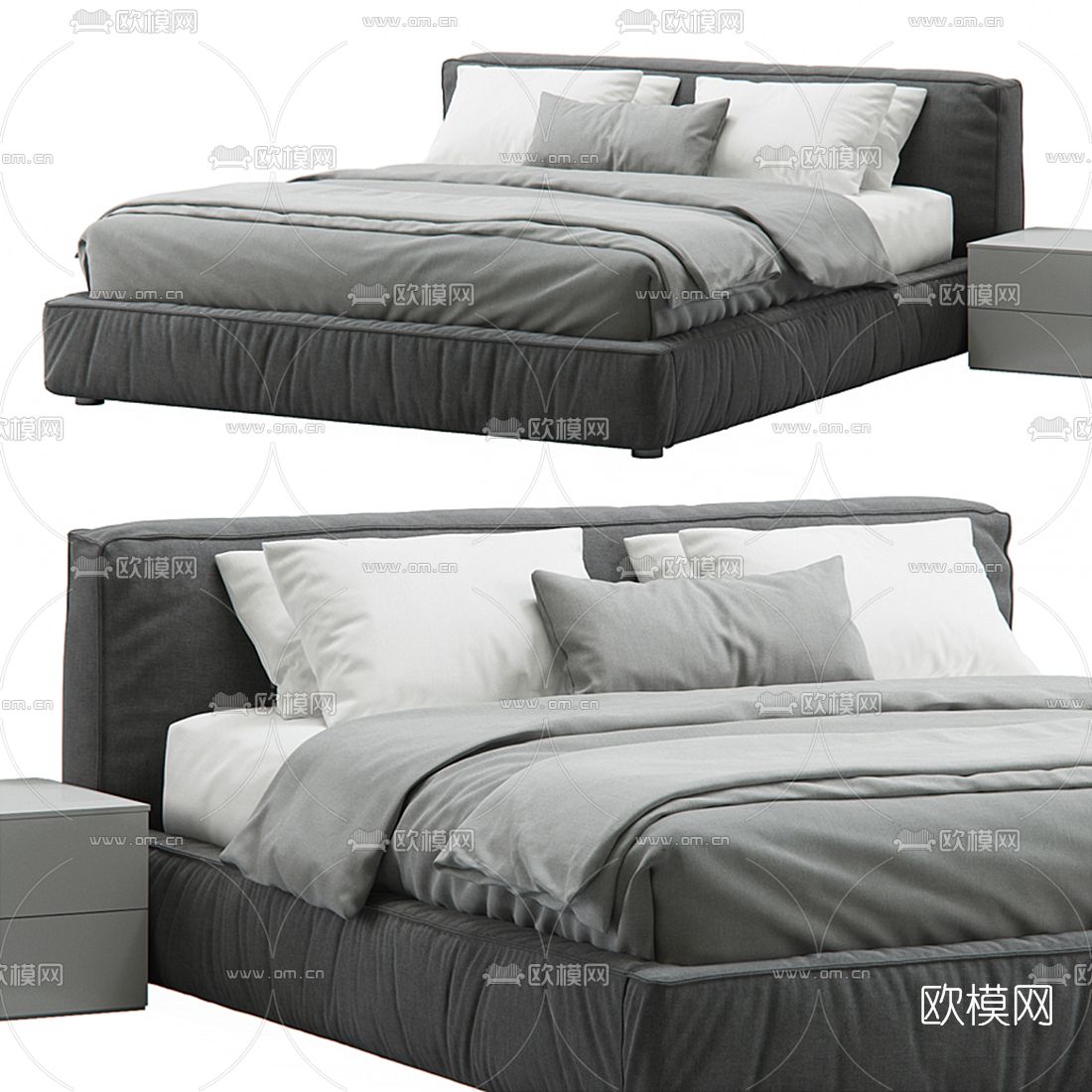Flexform 双人床3d模型下载（渲染图1）