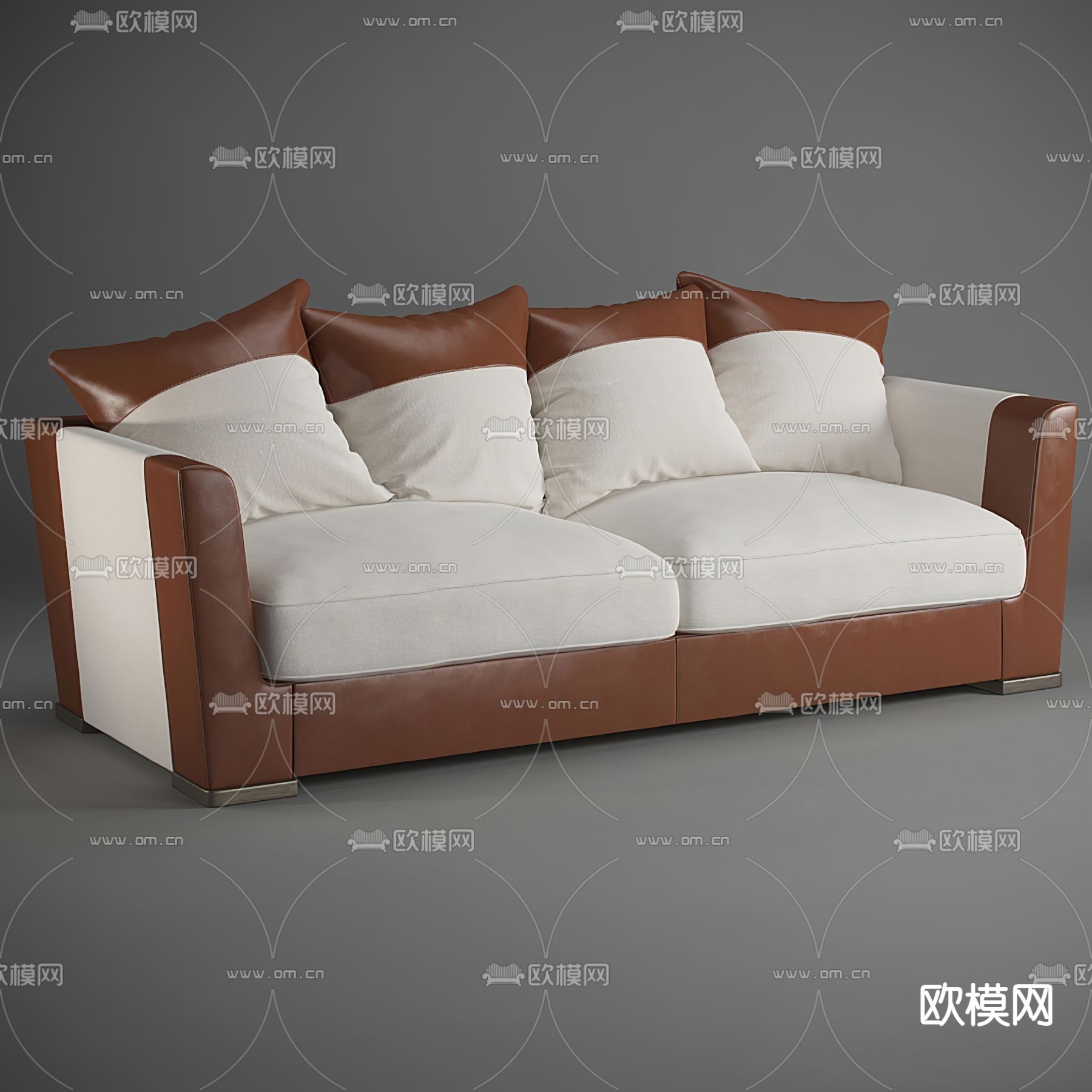 现代皮革布艺沙发免费3d模型下载_ID12137470_3dmax免费模型-欧模网