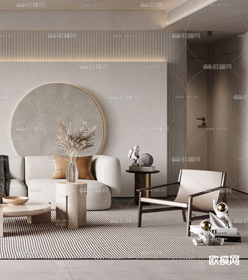 侘寂客厅3d模型下载（渲染图2）