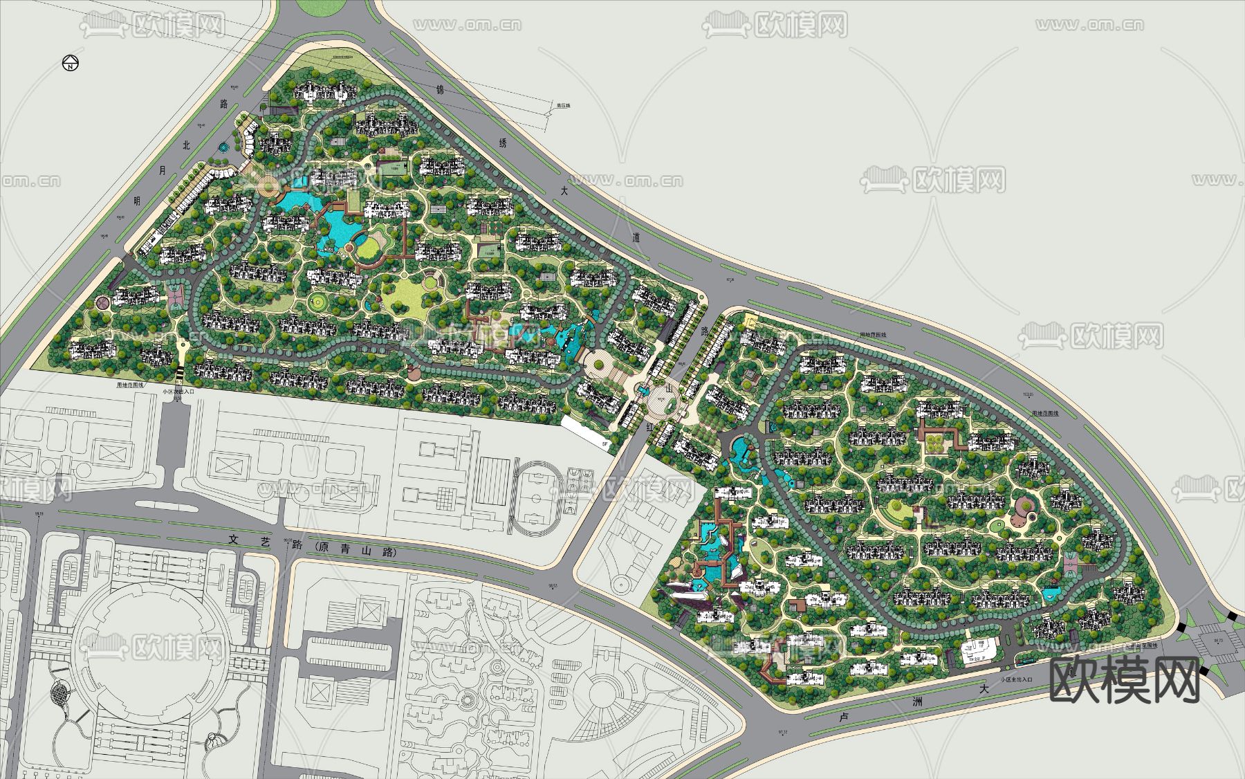 现代湿地公园总平面图psd下载