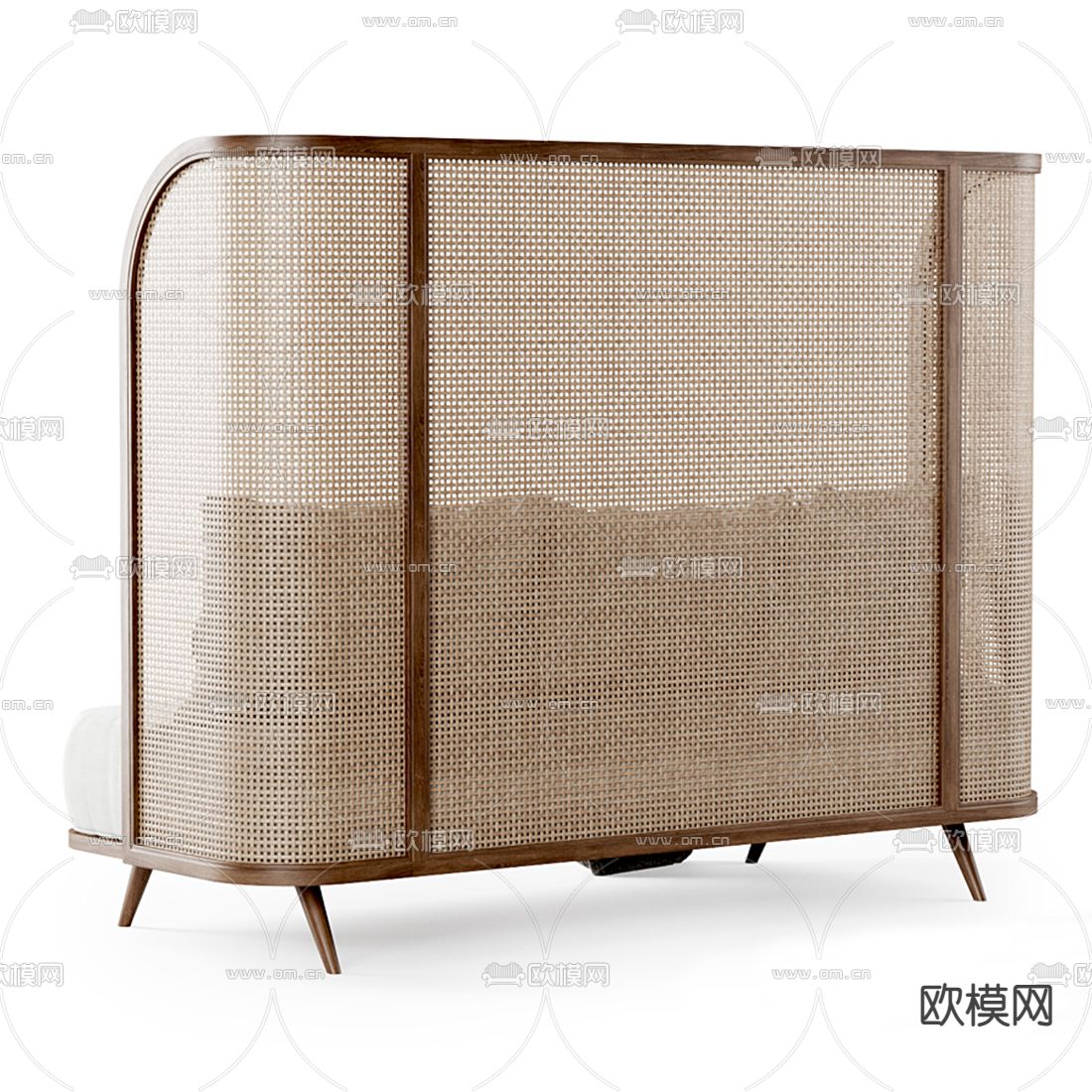 藤编高背沙发 双人沙发3d模型下载（渲染图3）