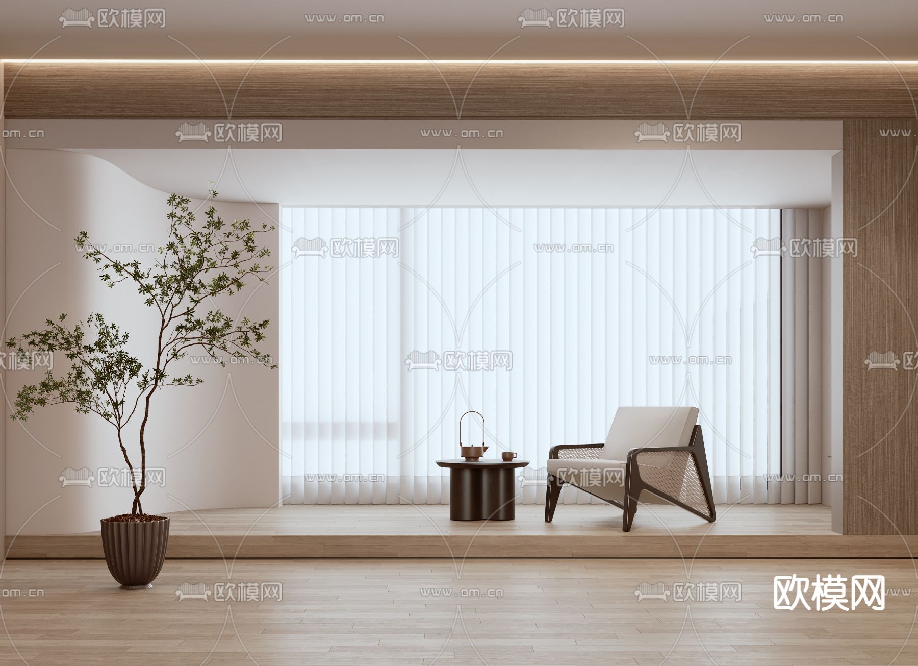 现代梦幻窗帘 百叶竖条帘3d模型