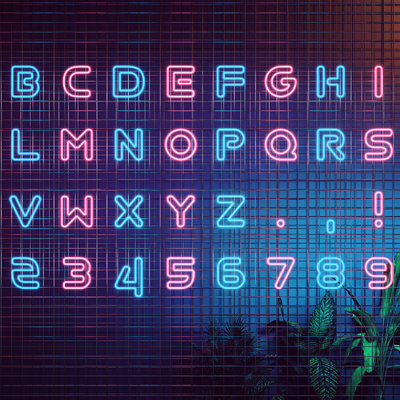  现代字母 数字霓虹灯 装饰灯su模型 
