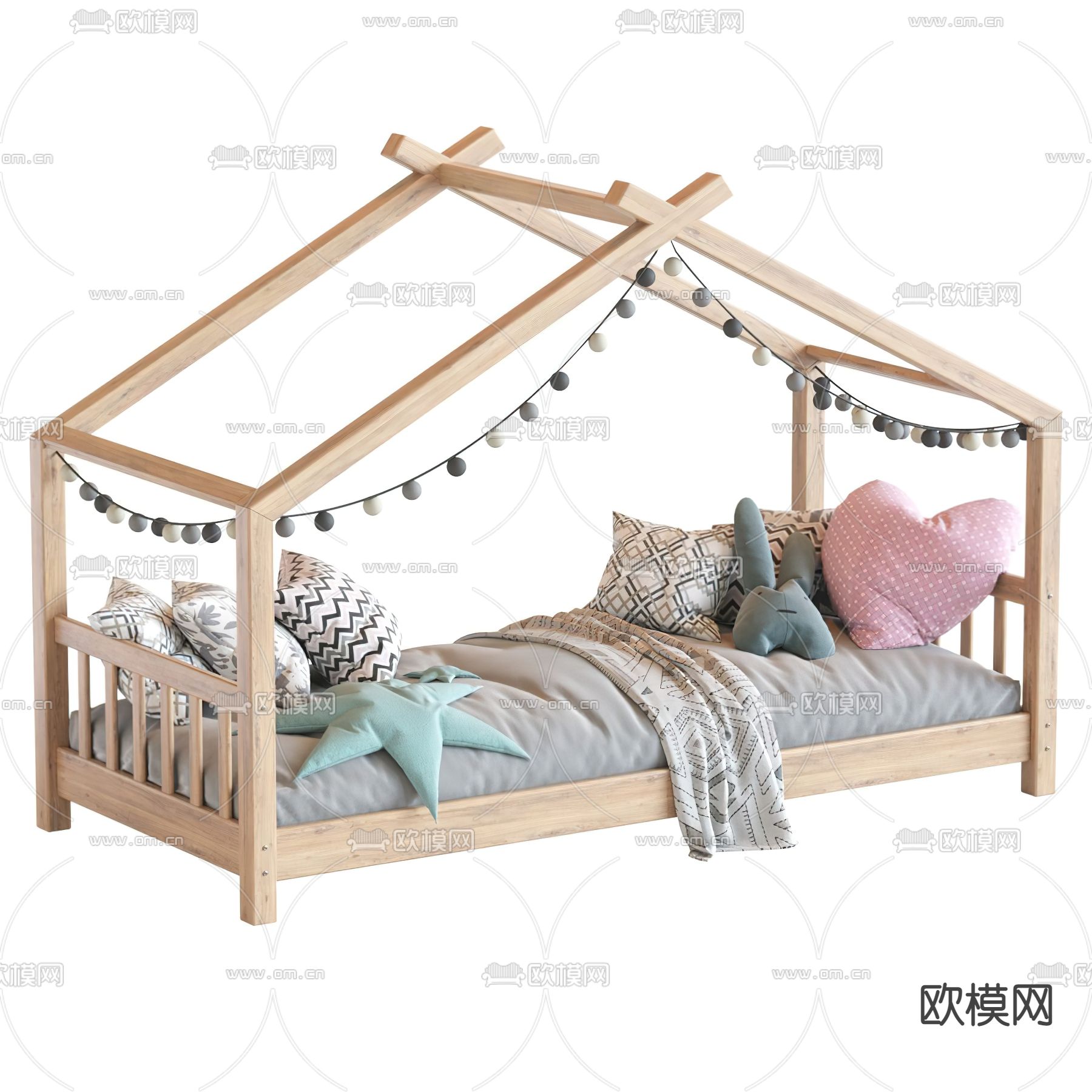 现代儿童床3d模型下载（渲染图2）