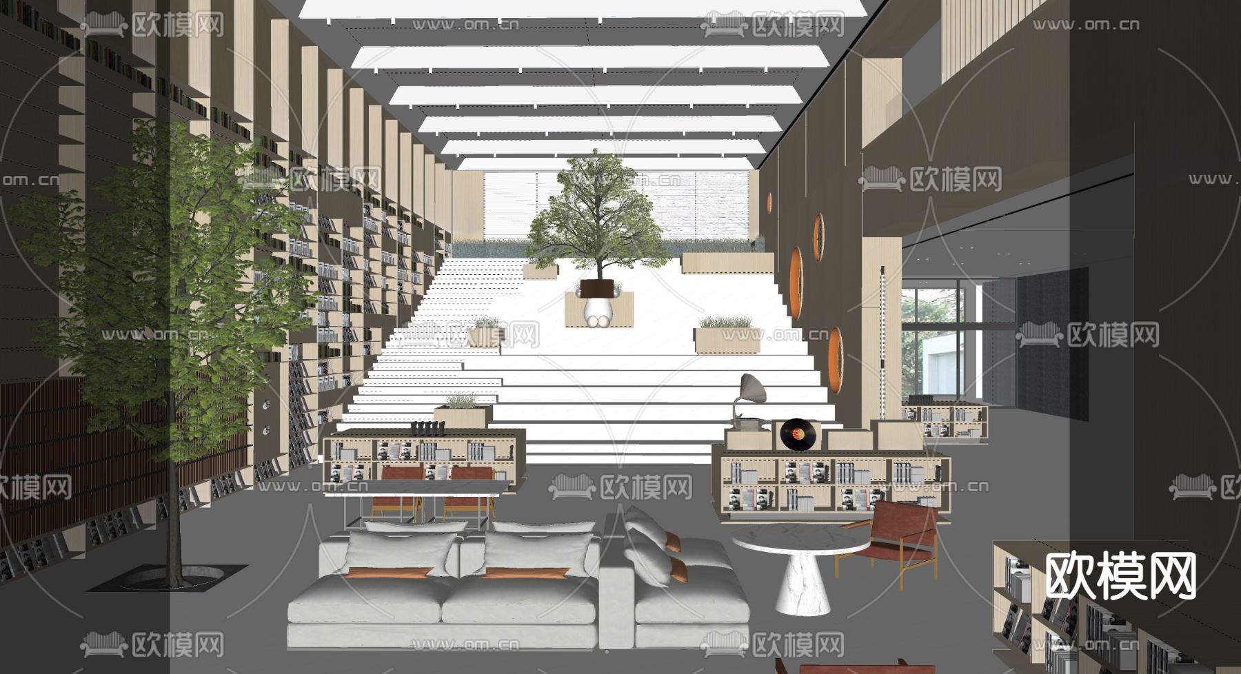 现代图书馆su模型下载（渲染图2）