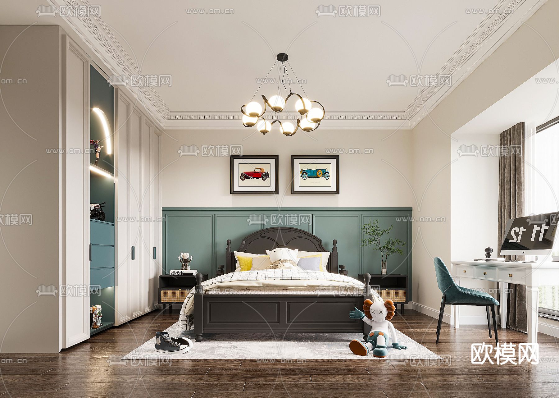 美式卧室 男孩房3d模型下载