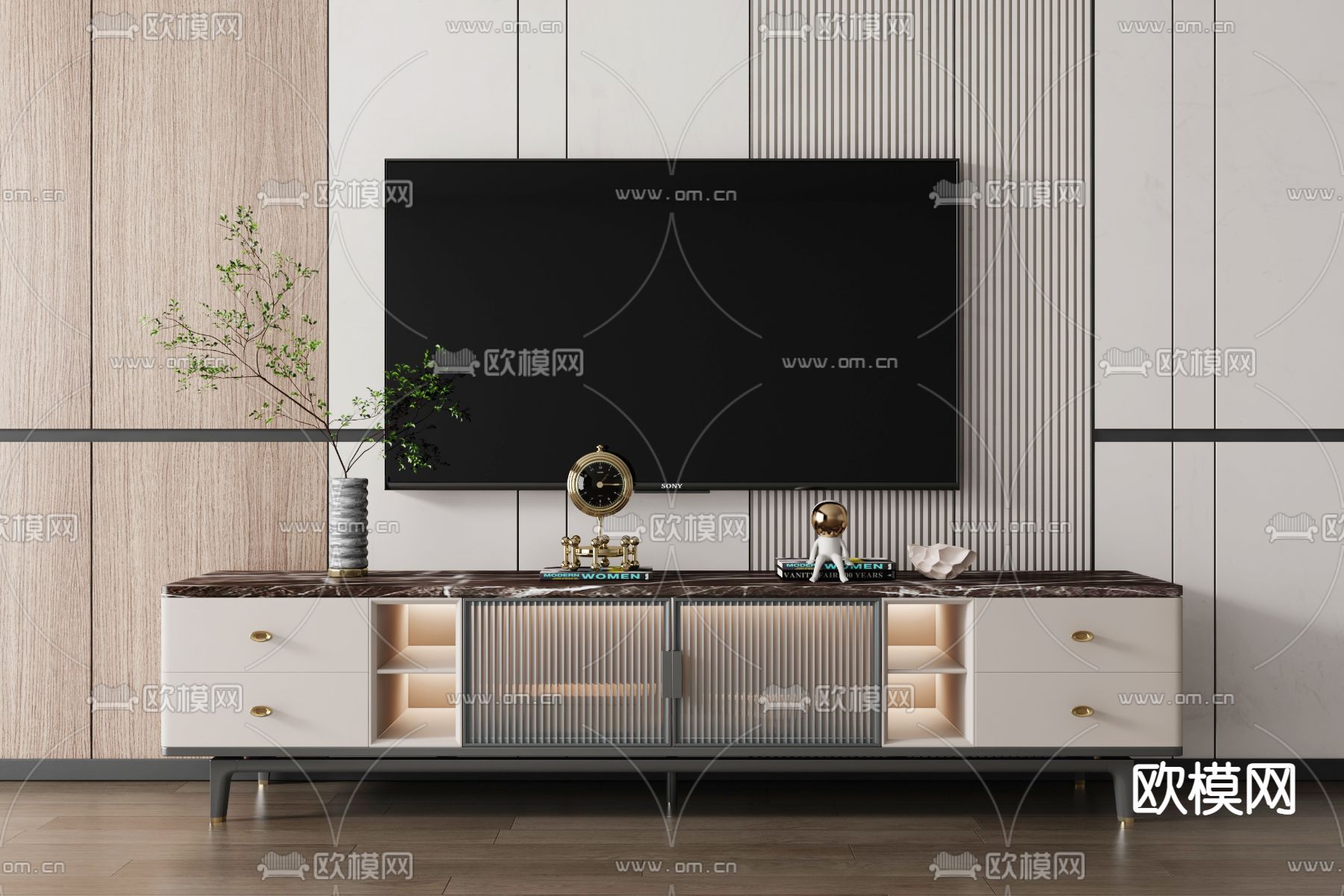 现代电视柜3d模型下载