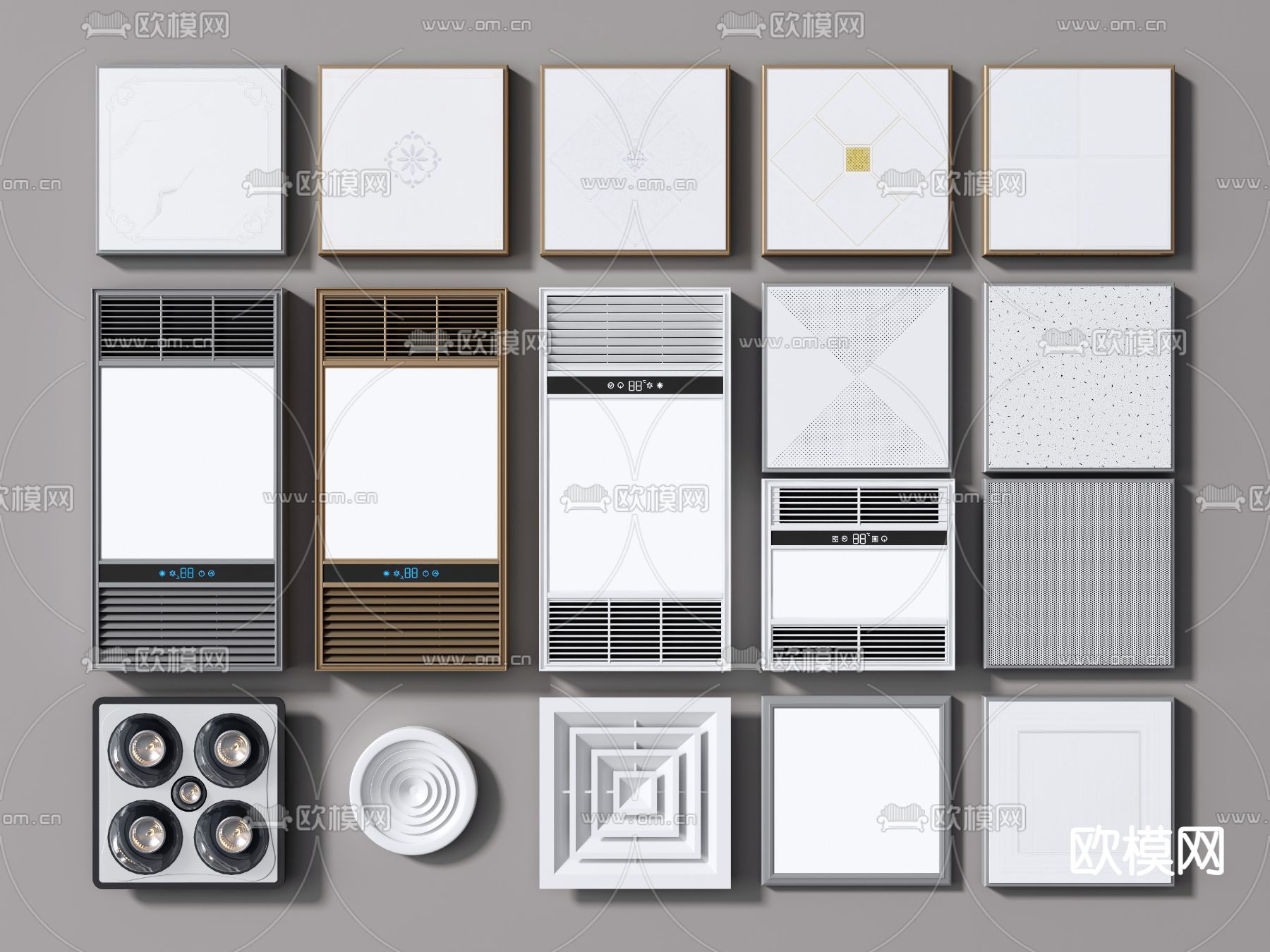 现代浴霸 灯铝扣板 排气扇su模型下载（渲染图1）