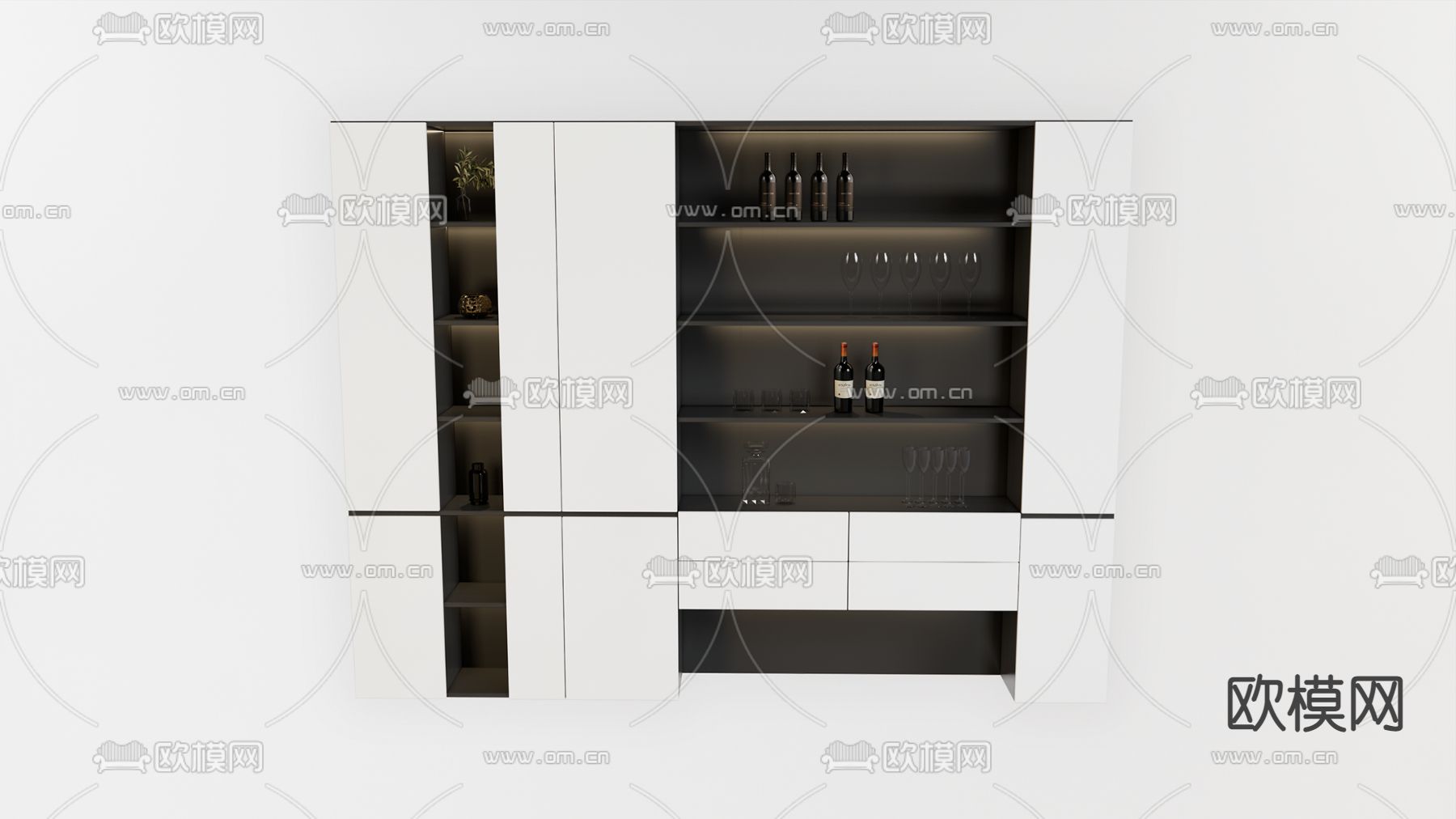现代简约酒柜su模型下载（渲染图1）