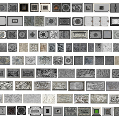  中式砖雕地雕su模型 