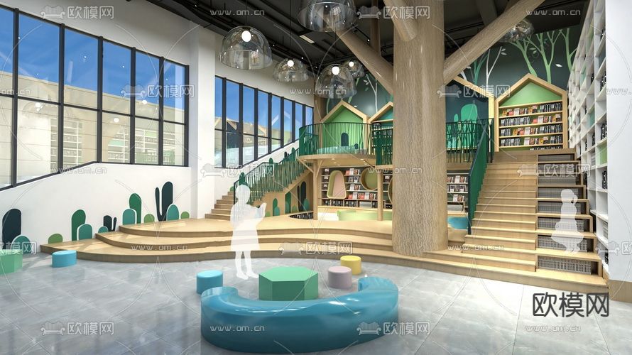 现代图书馆su模型下载（渲染图2）