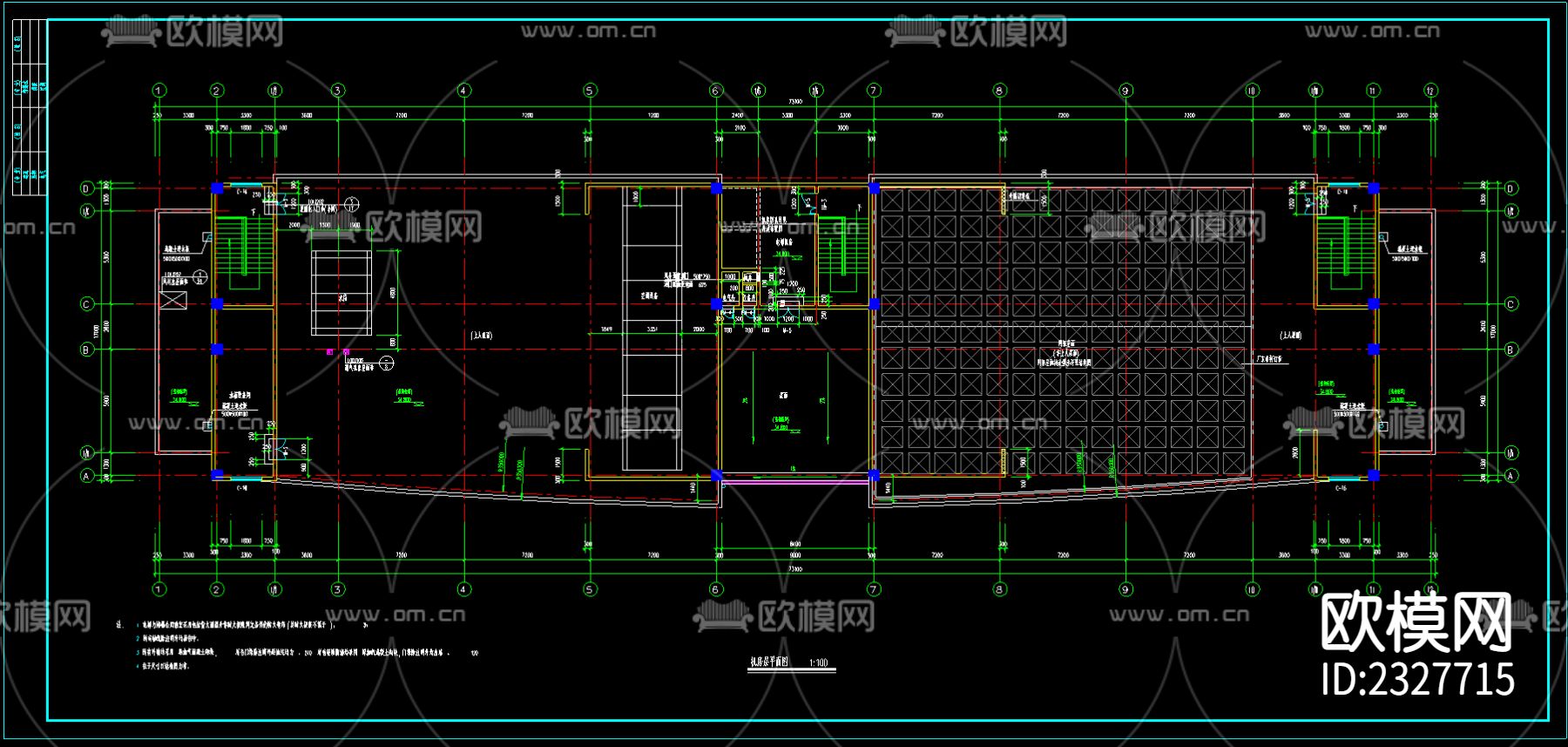 办公楼建筑CAD施工图下载（渲染图4）