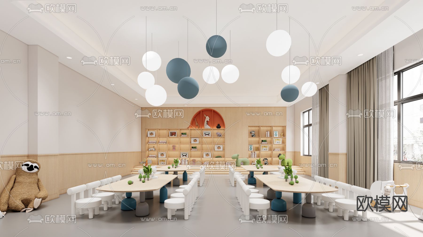 现代幼儿园教室3d模型下载