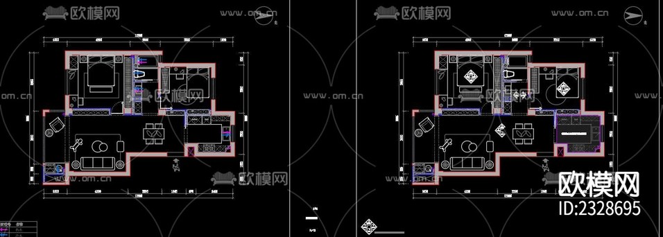 全屋定制家裝cad施工圖下載(渲染圖6)