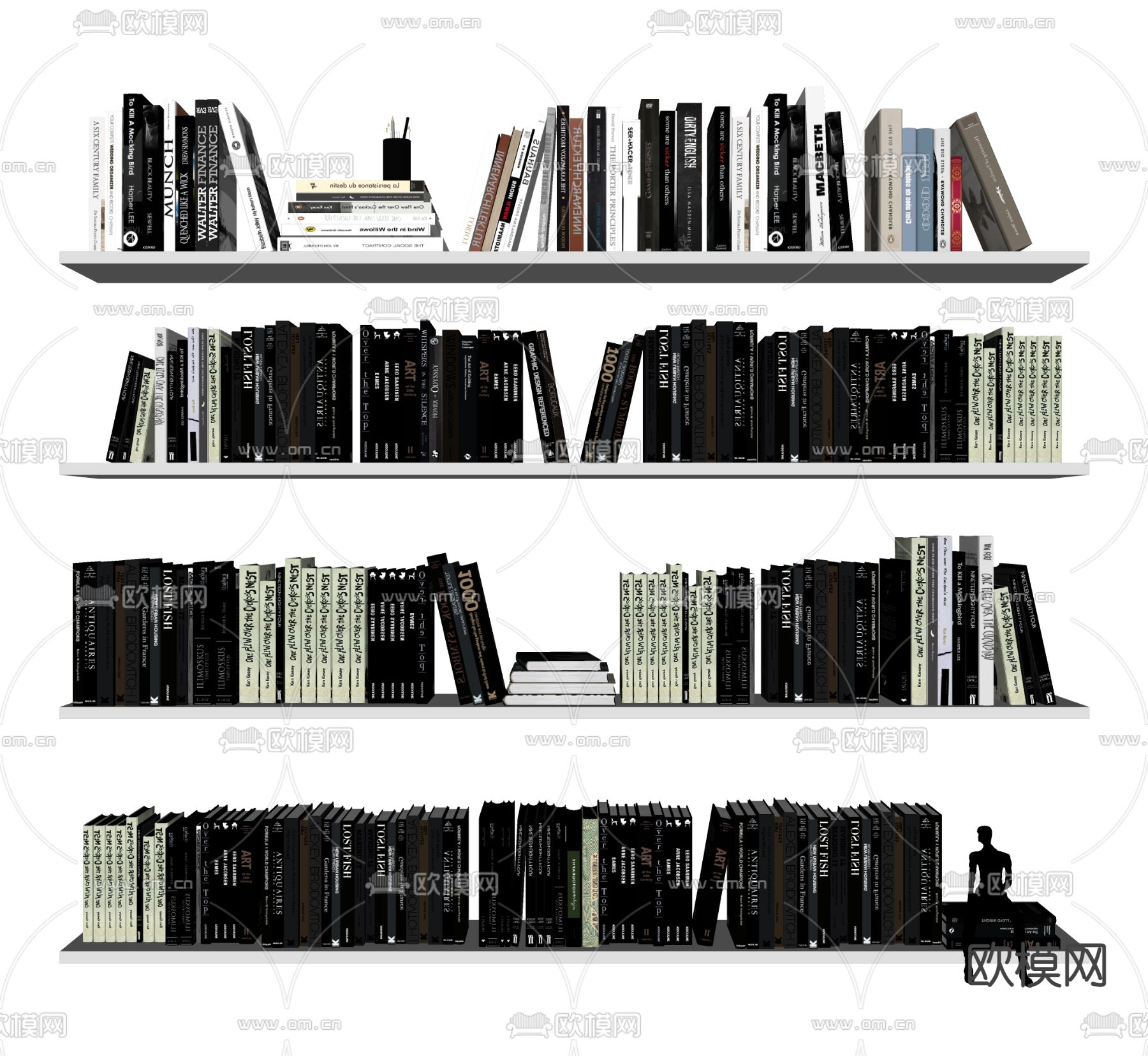 现代书籍书本su模型下载