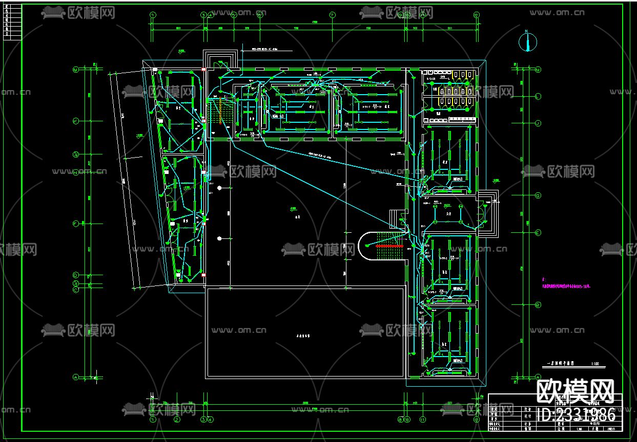 中学教学楼电气CAD施工图下载（渲染图3）