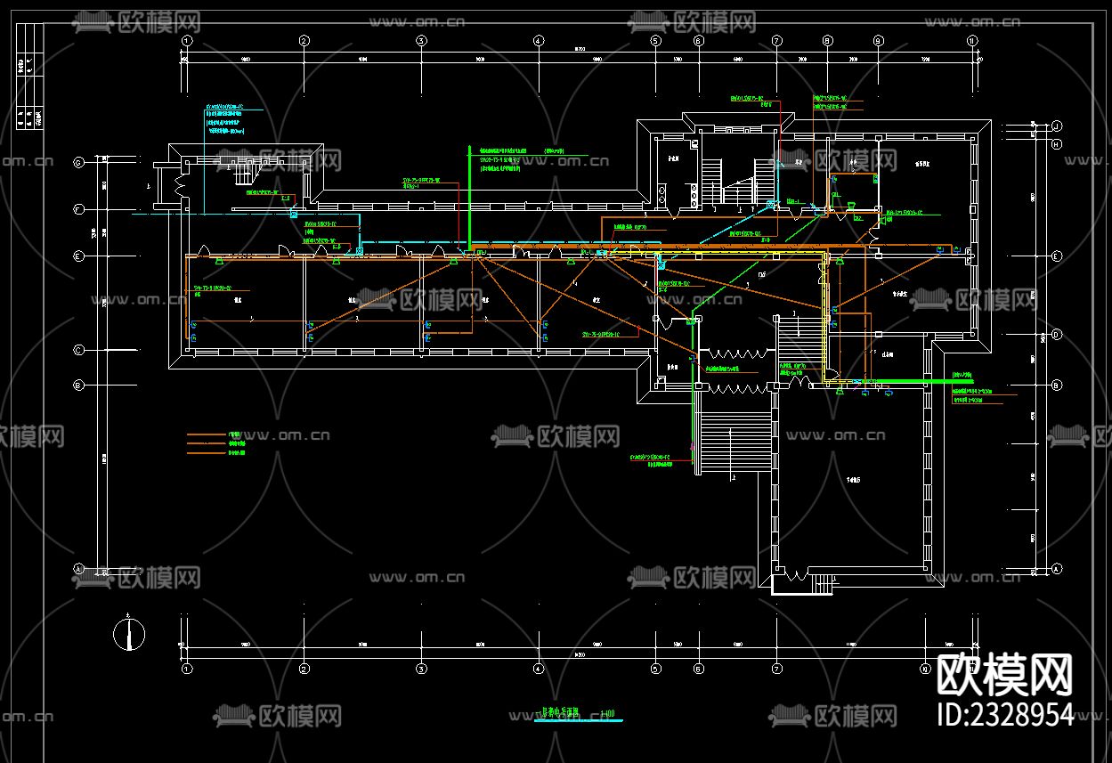 教学楼逸夫楼电气cad施工图下载（渲染图1）