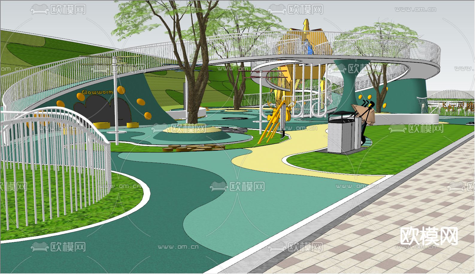 现代儿童游乐区su模型下载（渲染图4）
